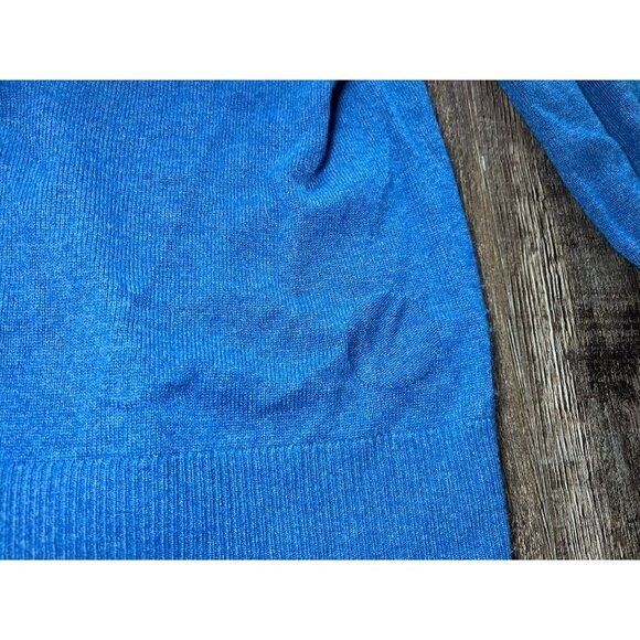 AKRIS Punto Virgin Wool Cashmere Cardigan Sweater in Blue Denim Size 8 - Picture 7 of 10